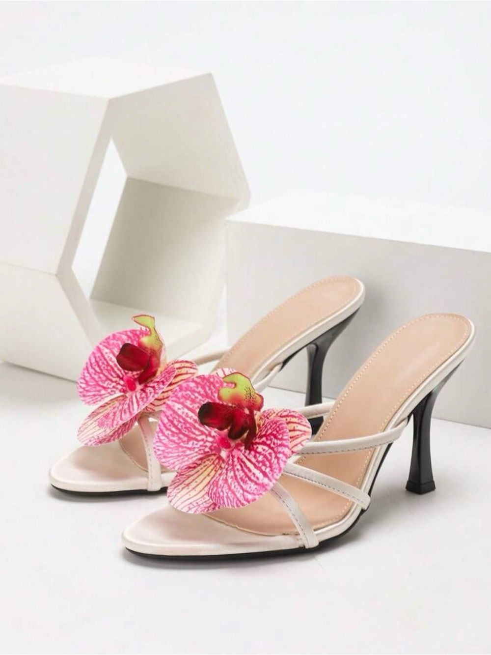 Pink Orchid-Accent Women's Strappy Heeled Sandals